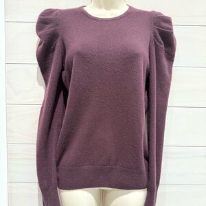 Neiman Marcus 100% Cashmere Plum Puff Sleeve Sweater XS